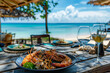 Indulge in a luxurious beachfront dining experience with gourmet seafood, fine wines, and breathtaking ocean views at a tranquil tropical paradise