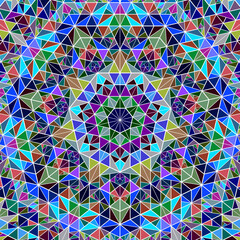 Poster - Abstract geometrical dynamic mosaic background design - circular colorful vector graphic from triangle polygons