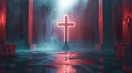 Wall Mural - Background image for the church office: The Cross symbol of God