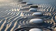 © furyon - Minimalist zen garden with smooth stones and raked sand patterns