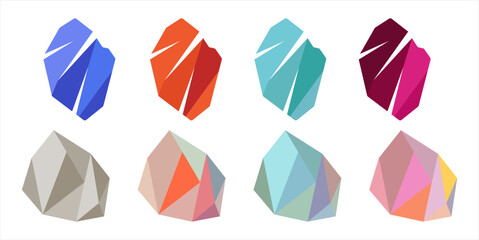 Wall Mural - Collection of colored crystals. Geometric shapes. Trendy hipster retro backgrounds and logotypes.