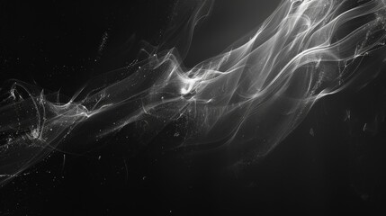 Canvas Print - Whisper-thin, silver smoke trails against a deep black canvas, softly lit from below.