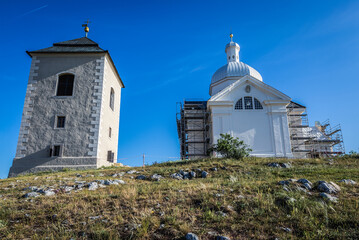 Poster - Holy Hill with Saint Sebastian chapel in Mikulov town in Czech Republic