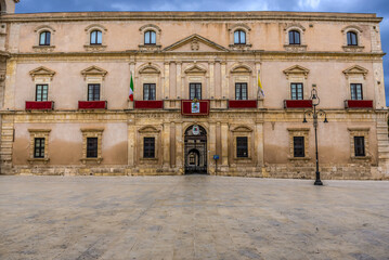 Sticker - Archbishops Palace on Ortygia island, Syracuse city, Sicily Island, Italy