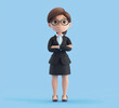 3d cartoon character of office woman, generative ai