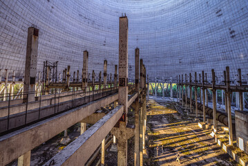 Canvas Print - Cooling tower constructions in Nuclear Power Plant in Chernobyl Exclusion Zone, Ukraine