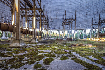 Canvas Print - Inside cooling tower of Nuclear Power Plant, Chernobyl Exclusion Zone in Ukraine