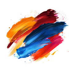 Wall Mural - thick red, blue, yellow, and orange, acrylic oil paint brush stroke on a white background