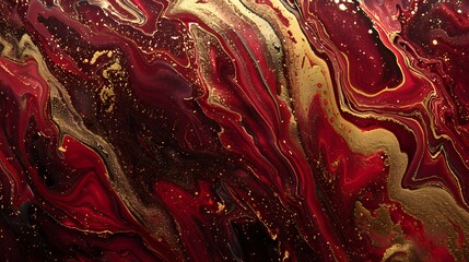 Canvas Print - Shiny Red and Gold Marble Art