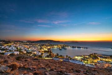 Wall Mural - Coast of Mykonos town at sunset. Greece. Europe