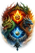 Representación de los elementos con dragones