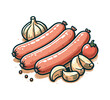 Sausage hand drawn vector illustration graphic asset bratwurst