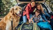 Family and Dog Packing for a Road Trip