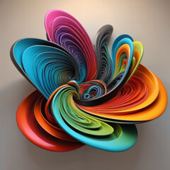 Canvas Print - Multicolored Paper Sculpture on White Background