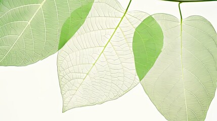 Detailed close up of intricate green leaf skeleton texture pattern for background design concept