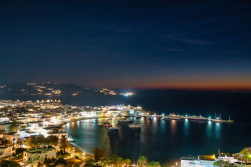 Sticker - Coast of Mykonos town at dusk. Greece. Europe