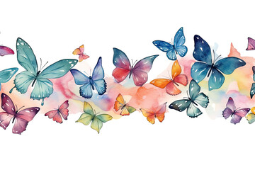 Wall Mural - painting watercolour flying png texture butterflies colorful fferent card watercolor seamless invitation design your fabric border