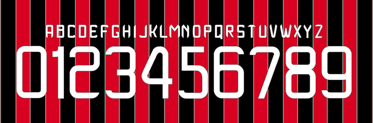 Poster - font vector team 2012 - 2013 kit sport style font. AC milan football style font. serie A. sports style letters and numbers for soccer team