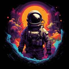 Poster - Galactic Explorer, astronaut illustration, t-shirt design