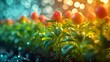 Artistic representation of hydroponics technology, vibrant plants growing in nutrient-rich solutions without soil, highlighting innovation in agriculture