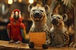 A comedy club in the animal kingdom where laughing hyenas and witty parrots share jokes and funny tales.