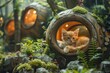 A secret cat hideaway in the heart of a bustling metropolis, where animals can relax and play in peace, away from the noise and chaos of human life.