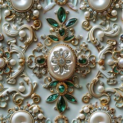 Poster - Antique Jewelry: Designs inspired by the intricacy of antique brooches, necklaces, and rings.For Seamless Pattern, Fabric Pattern, Tumbler Wrap, Mug Wrap.