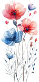 Fototapeta Sypialnia - Watercolor Painting of Flowers, isolated on White Background. AI generated Illustration.