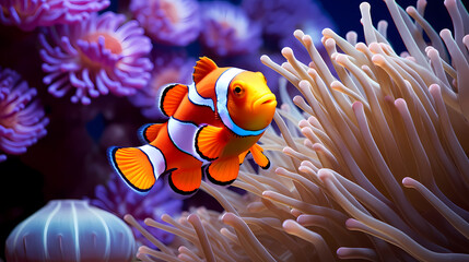 Wall Mural - Shot of clownfish in sea anemone