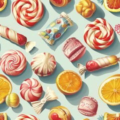 Sticker - Old-Fashioned Candy: Nostalgic designs featuring vintage candy and sweet treats. For Seamless Pattern, Fabric Pattern, Tumbler Wrap, Mug Wrap.