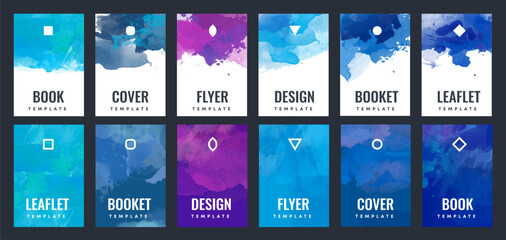 Wall Mural - brochure template layout, flyer cover design with watercolor background