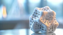 A Detailed Photograph Of An Aerogelbased 3D Printed Object Showcasing Its Intricate And Precise Design Made Possible By The Materials Lightweight And Strong Properties.
