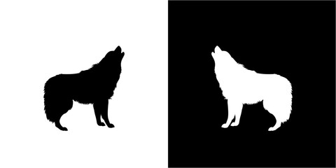 Sticker - wolf howling silhouette