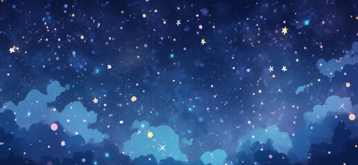 Wall Mural - Hand drawn cartoon night starry sky illustration
