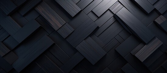 Poster - A geometric pattern of black squares on a dark background resembling the tread of automotive tires on asphalt road surfaces. The monochromatic design features shades of grey and wood flooring