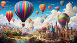 Fototapeta  - A lively carnival with colorful air balloons 