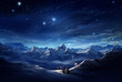 Christmas in the mountains presents spectacular backdrops, its dark sky-blue and dark white colors creating a dreamlike quality.