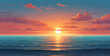 Beautiful sunset at the sea reflection sky and sun at dawn in water. ai generative