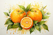 Orange fruit watercolor painting