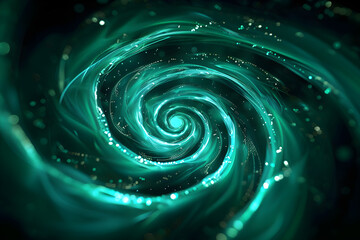 abstract teal spirals on black background