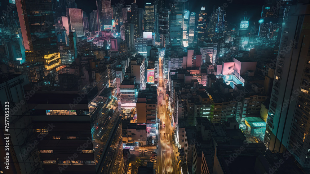 Foto de Stock Futuristic cityscape set at dusk, towering skyscrapers ...