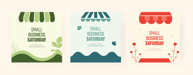Small business Saturday. Social media post. Vector illustration of business promotion banner design.