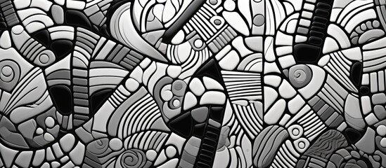 Poster - A monochrome drawing of a stained glass window showcasing intricate patterns and shades, a beautiful fusion of art and style