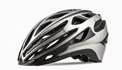 Closeup mountain bike bicycle helmet isolated on white background