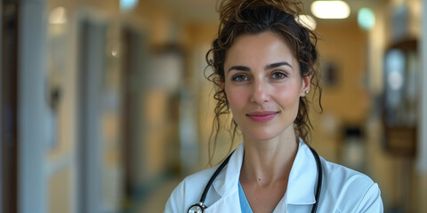 Doctor with stethoscope in hospital 