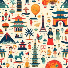 Wall Mural - World Festivals: Designs celebrating international festivals and cultural events. For Seamless Pattern, Fabric Pattern, Tumbler Wrap, Mug Wrap.