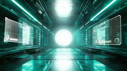 Wall Mural - space background illustration with cinematic shot interstellar phenomenon emerges. seamless looping 
