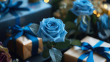 Fototapeta Tulipany - Develop an AI algorithm that creates personalized gift recommendations based on the recipient's favorite color, including items adorned with blue roses.