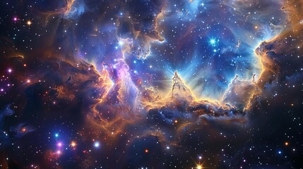 Wall Mural - illustration of a cosmic supernova nebula with glowing stars in a mysterious universe