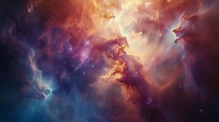 Wall Mural - majestic space nebula and distant galaxy, capturing the awe-inspiring beauty and vastness of the cos